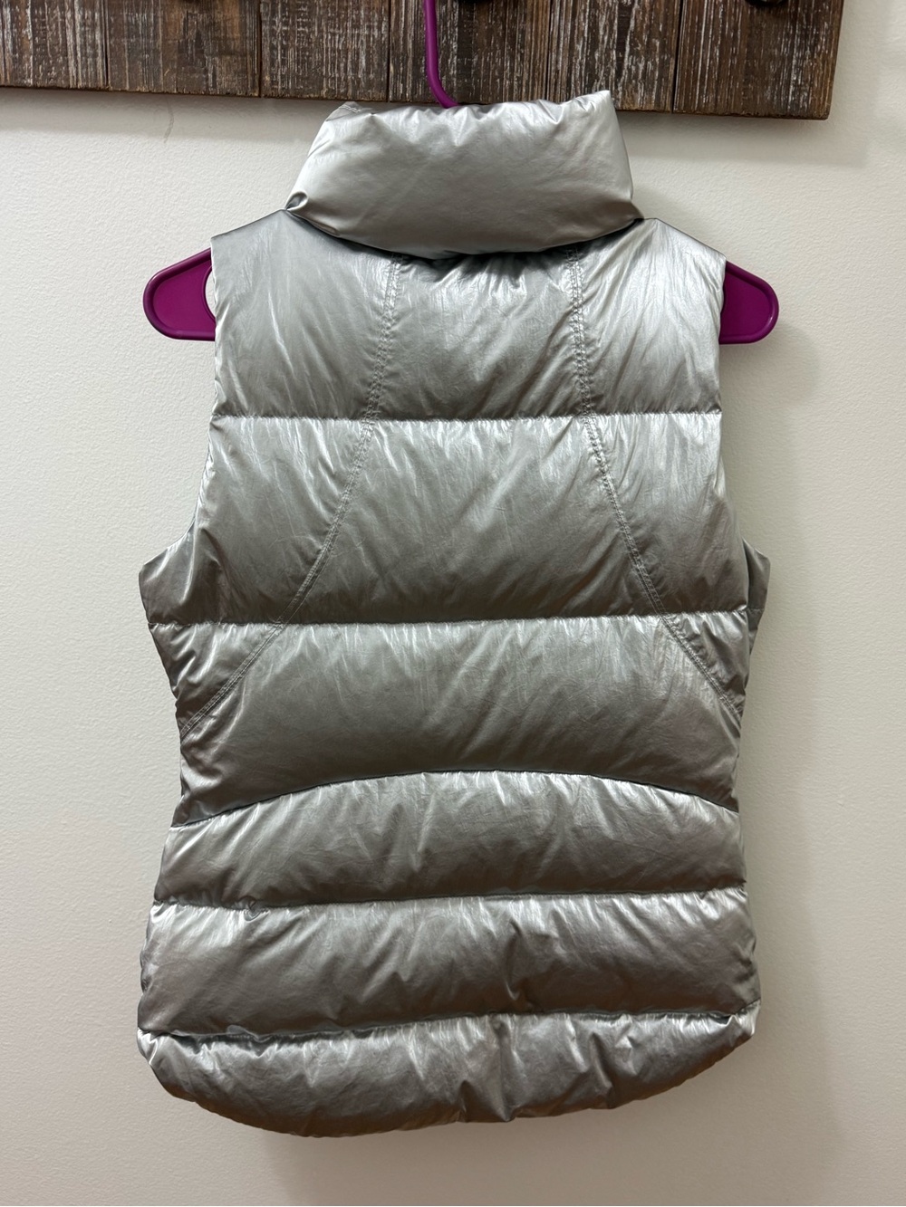 Athleta Metallic Silver Puffer Vest - Silver - Picture 7 of 9